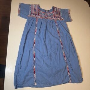 Johnny Was Blue Embroidered Mini Dress Size XS